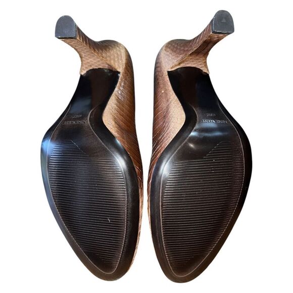 Nine West Easy Off Dark Brown/Natural Snake Pattern Round Toe Pumps Wmns 10 NEW - Picture 7 of 12